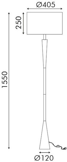 Aca Plann Stehleuchte H155xB40.5cm. mit Fassung für Lampe E27 Schwarz