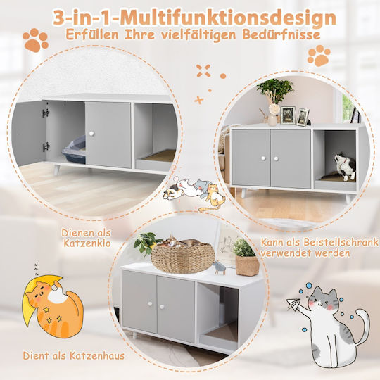 Costway Multifunctional Cat Box 3-in-1 Privacy Stability Pv10002gr