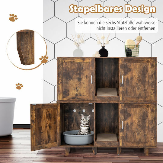 Costway Mobilier Multifuncțional pentru Pisici Litiere Ascunse și Scratcher 120 X 52 X 65 Cm Pv10040in