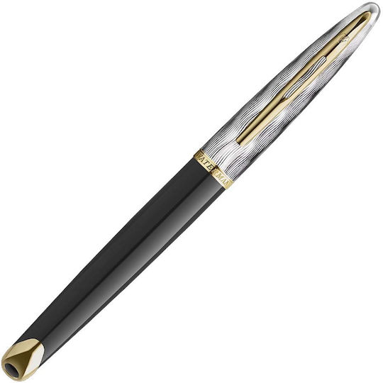 Waterman Carene Se Deluxe Πένα Γραφής Fine Ασημί από Ορείχαλκο με Μαύρο Μελάνι