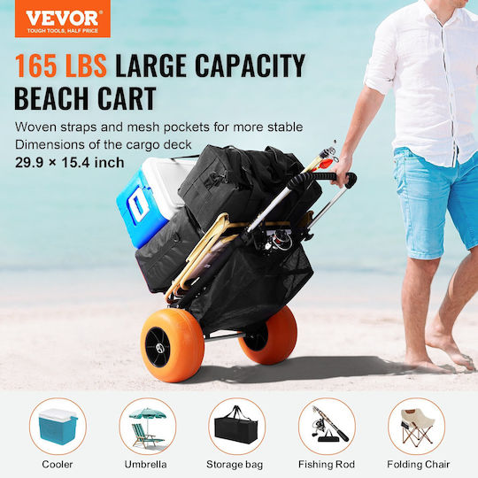Vevor Transport Trolley Foldable for Weight Load up to 165kg Beige