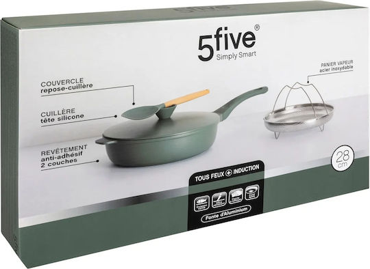 5Five 5Five Aluminium Pfanne mit Deckel mit Keramik Innenbeschichtung 28cm