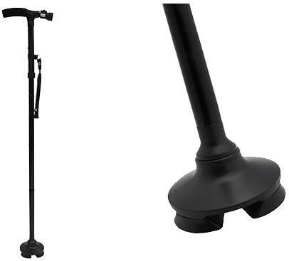 Baston pliabil cu mâner și lanternă LED, înălțime reglabilă în 5 trepte 85 – 97 cm, negru