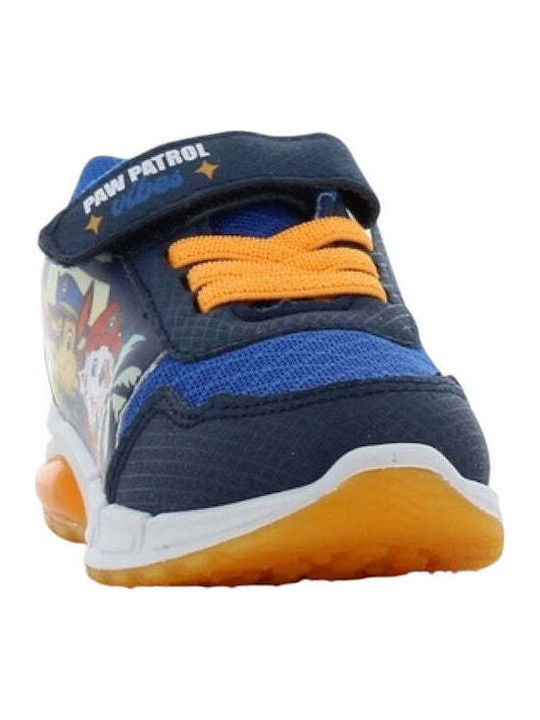 Παιδικά Sneakers Ανατομικά με Σκρατς & Φωτάκια Μπλε