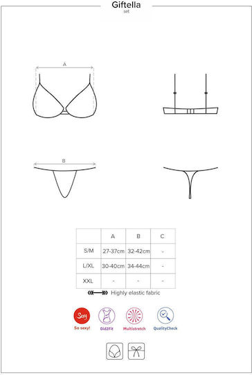 Obsessive Giftella Sensual Set Секси Комплект Бельо Red 140589