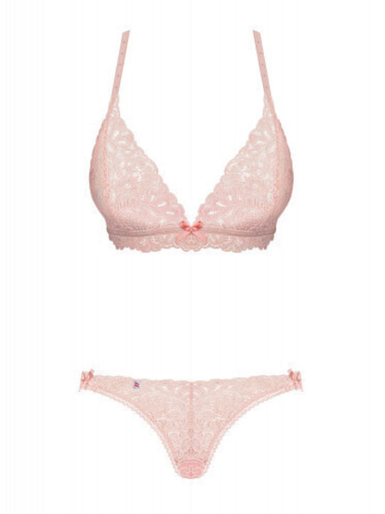 Obsessive Dantelat Set de Lenjerie Sutien cu Slip Bej / Bej Delicanta