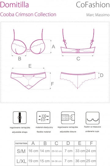 Cofashion Domitilla Set Sexy Σετ Εσωρούχων με Δαντέλα Red