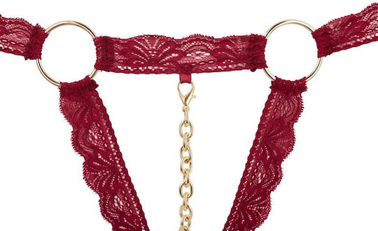 Cottelli Collection Minimalistic Lace Open Bra Set Sexy Σετ Εσωρούχων με Δαντέλα Red