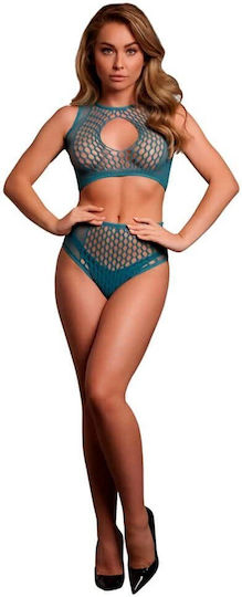 Le Désir Sexy Σετ Εσωρούχων Διχτυωτό Μπλε 2τμχ
