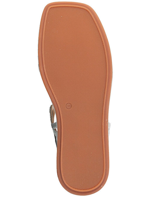 Flache Sandalen für Damen in Silber Farbe