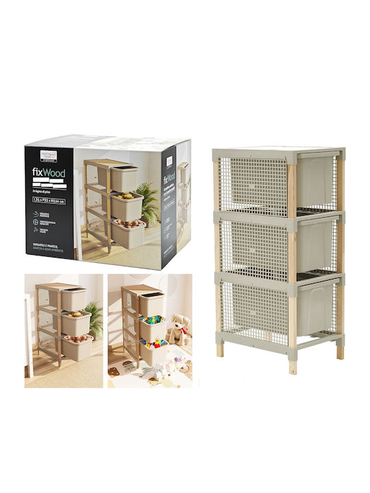 Drawers Storage Fixwood Solid Wood with 3 Drawers L41xW30.5xH81cm