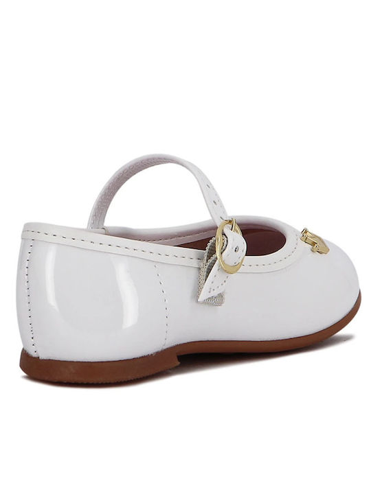 Kids Ballerinas with Adjustable Metal Clasp White
