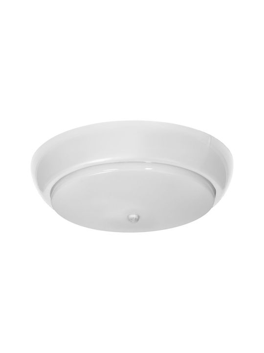 Adviti Koko Ceiling Light Ad-pl-6256we27pmr 2xe27 2x40w Motion Sensor Ip44 Ik10 Plastic White