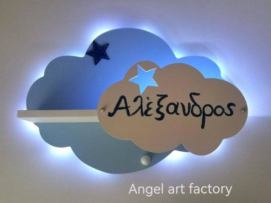Children's Wooden Wall Light Cloud Shelf Hanger Name