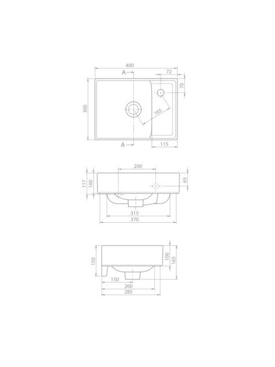 Cerastyle Επικαθήμενος Νιπτήρας Πορσελάνης 40x30x15cm Λευκό