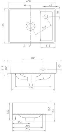 Cerastyle Επικαθήμενος Νιπτήρας Πορσελάνης 40x30x15cm Λευκό