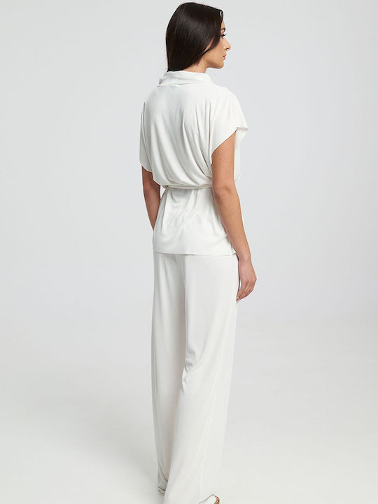 Zoya Women's Fabric Trousers Relaxed Fit White