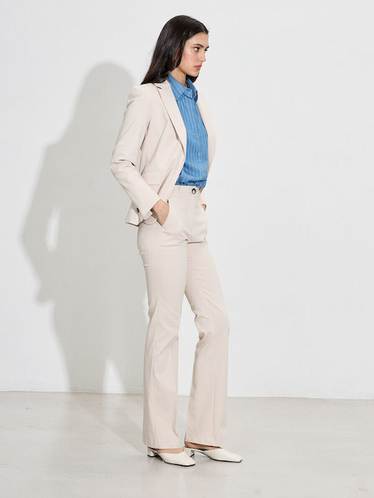 Dama Talie înaltă Tesatura Pantaloni Evazați Beige