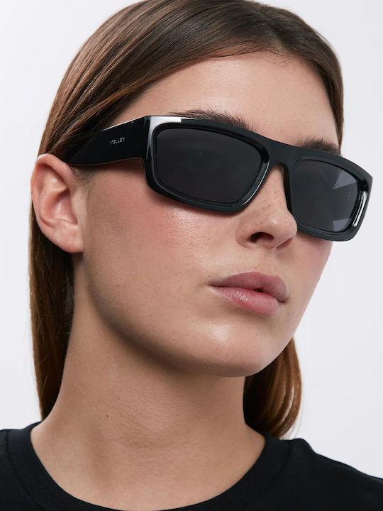 Meller Jari Male Sunglasses with Grey Horn-Rimmed Frame and Silver Polarized Mirror Lens