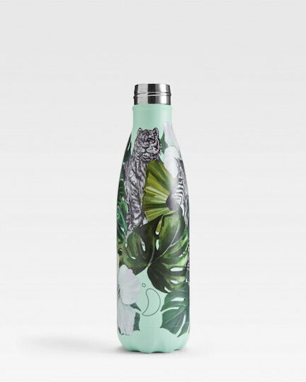 Chilly's Tropical Stainless Steel Thermos Bottle BPA Free 500ml Tropical Wild Monstera
