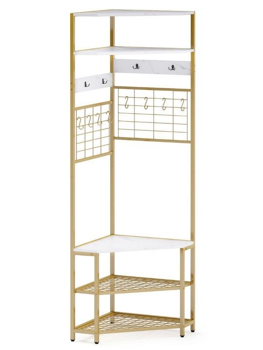 Costway Κρεμάστρα Δαπέδου από Μέταλλο Καφέ 52x52x183cm