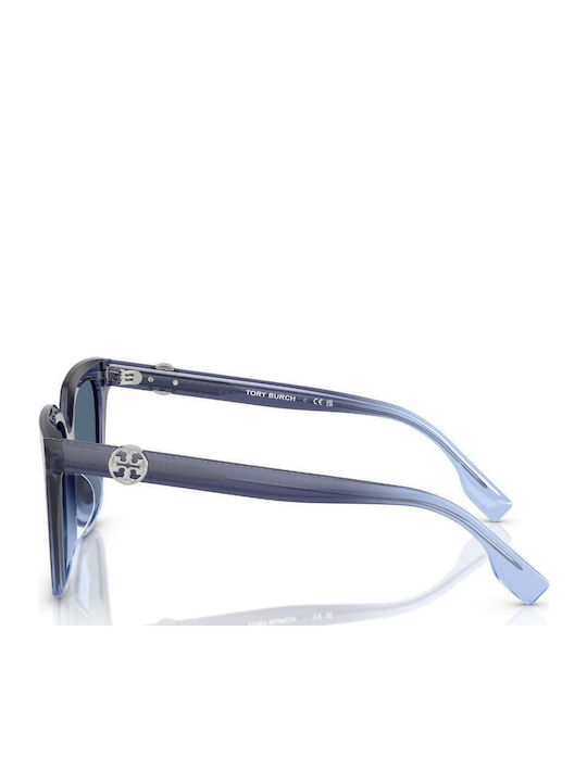 Tory Burch Damen Sonnenbrille mit Blau Kunststoff Gestell und Blau Verlaufsfarbe Linse TY7212D-317880