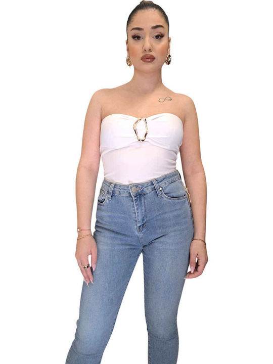 Damen Crop Top White