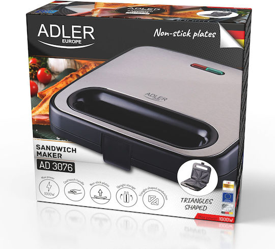 Adler Τοστιέρα για 2 Τοστ 1000W Μαύρη