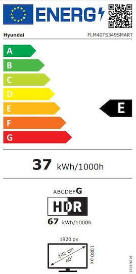 Hyundai Smart Τηλεόραση 40" Full HD LED FLM40TS349SMART HDR (2025)