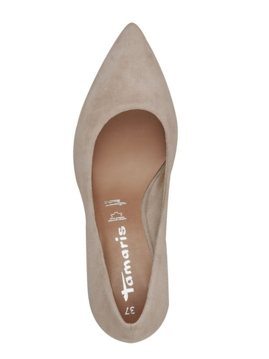 Leather Beige Medium Heels