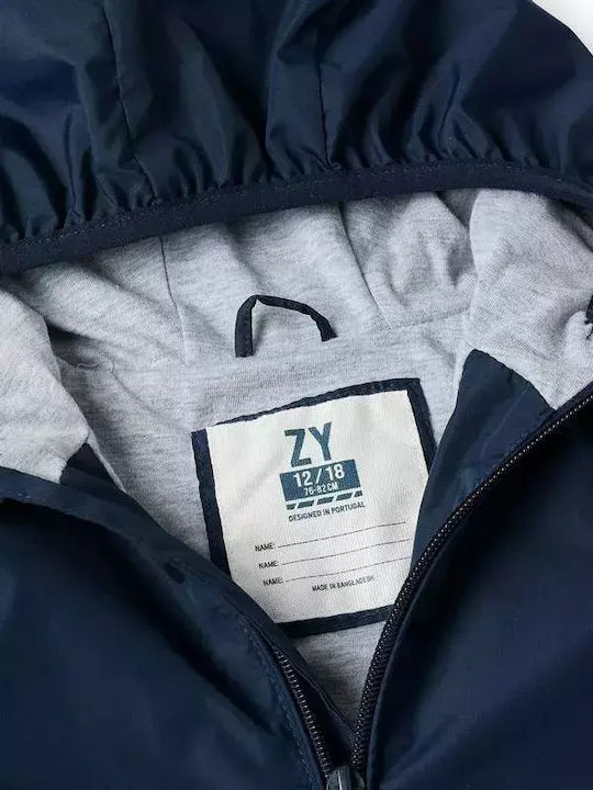 Kinder Freizeitjacke Winddicht mit Kapuze Marineblau