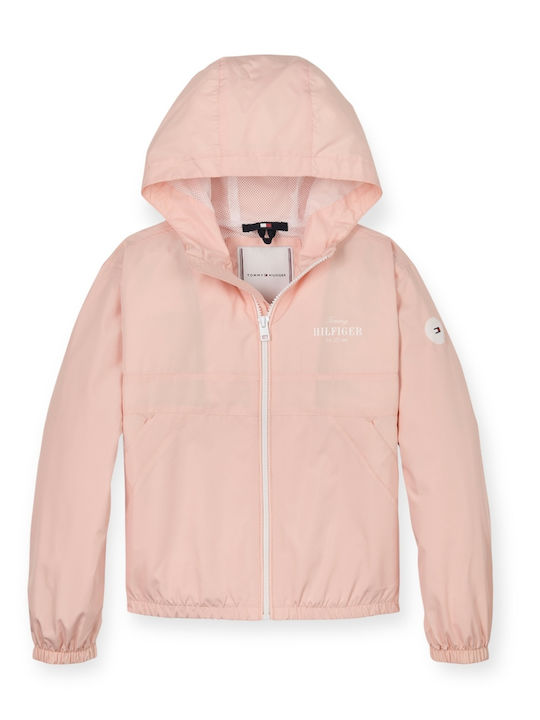 Essential Παιδικό Casual Μπουφάν Αντιανεμικό με Κουκούλα Σομόν