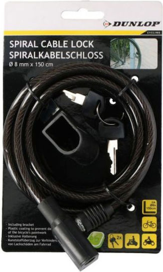 Dunlop Bicycle Cable Lock with Key Black