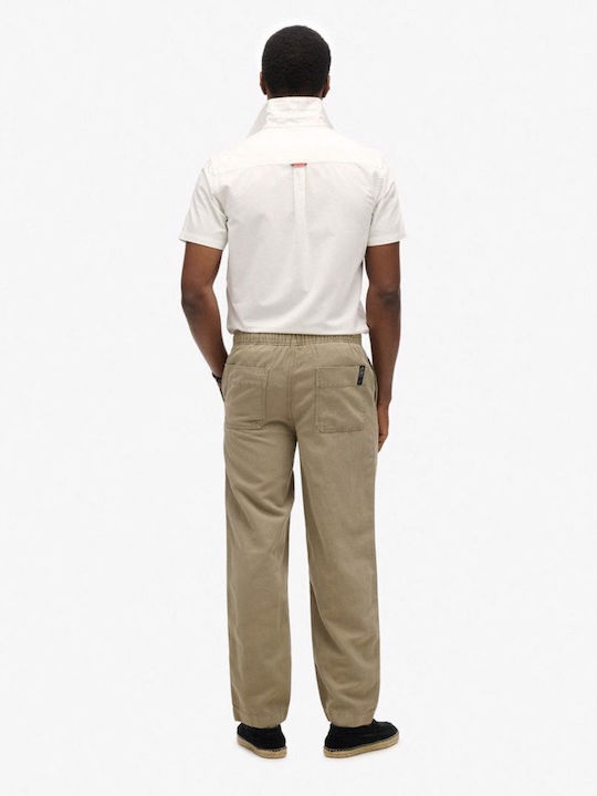 Superdry Drawstring Trousers Chino Light Khaki Green