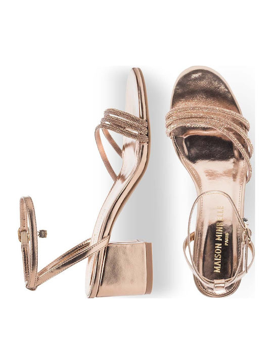 Women's Sandals with Strass Rose Gold