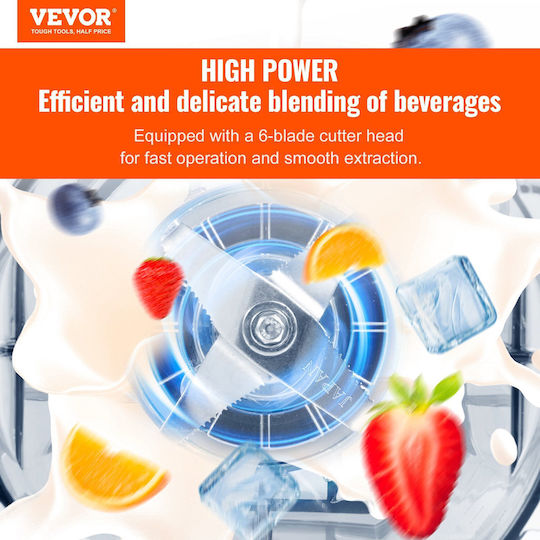 Vevor Comercial Blender 2.2kW Black cu Capacitatea Canii 2lt 28x24x50.5cm