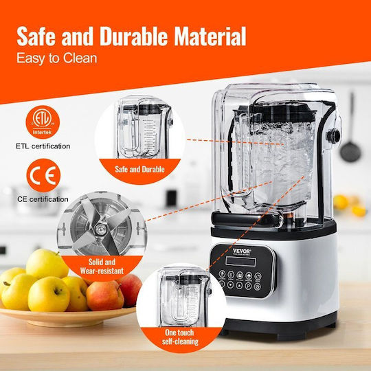 Vevor Comercial Blender 2.2kW White cu Capacitatea Canii 2lt 28x24x50.5cm