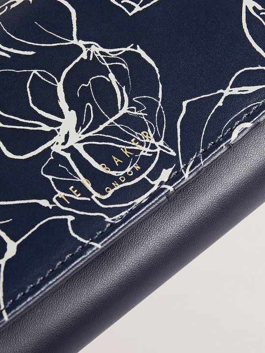 Large Leather Women's Wallet Navy Blue
