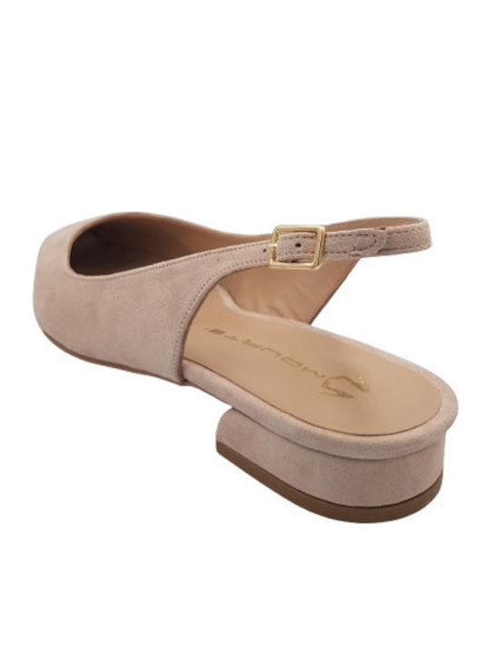 Leather Pointy Slingback Ballerinas Beige