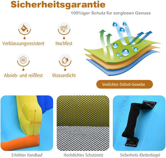 Costway Aufblasbare Hüpfburg Soccer Fun mit Rutsche für 3-12 Jahre Blau