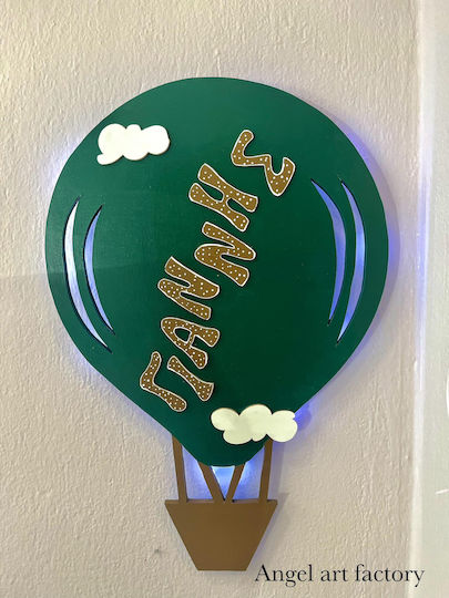 Wooden Wall Light "Hot Air Balloon" 3D Name