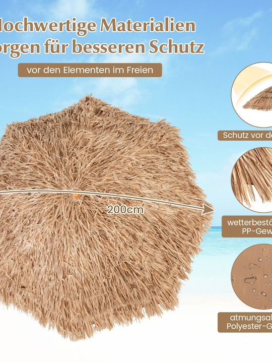 Runder Garten- und Terrassen-Sonnenschirm Metall Beige Φ2,18m