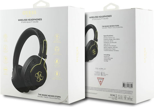 Guess 4G Metal Logo Безжични / Жични Over Ear Слушалки с 30 Часа Работа Черни
