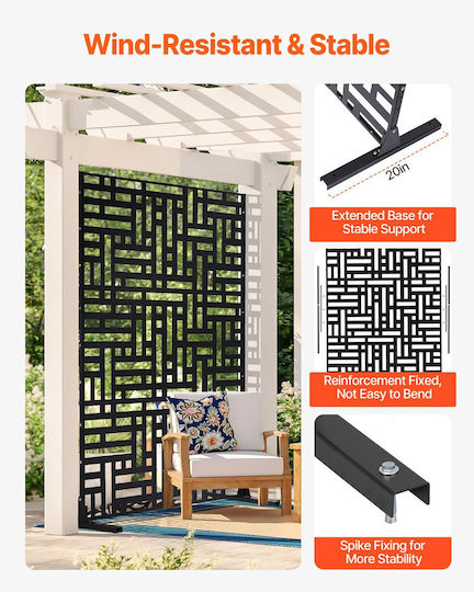 Vevor Metal Fence Panel in Black Color 1.93x1.19m