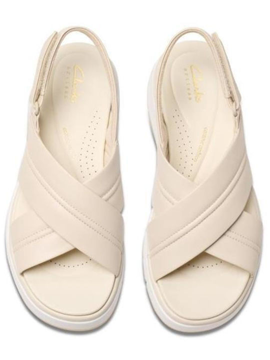 Cross Women's Leather Platform Shoes Beige