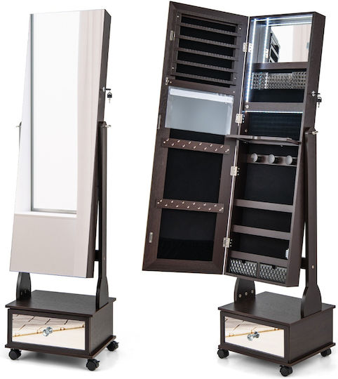 Costway Boden- oder Standspiegel mit Braune Holz Rahmen