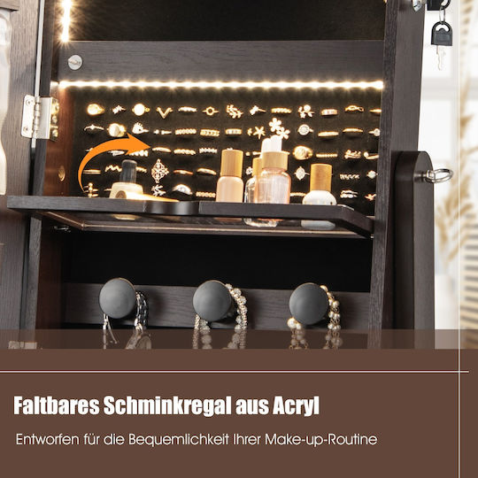 Costway Boden- oder Standspiegel mit Braune Holz Rahmen