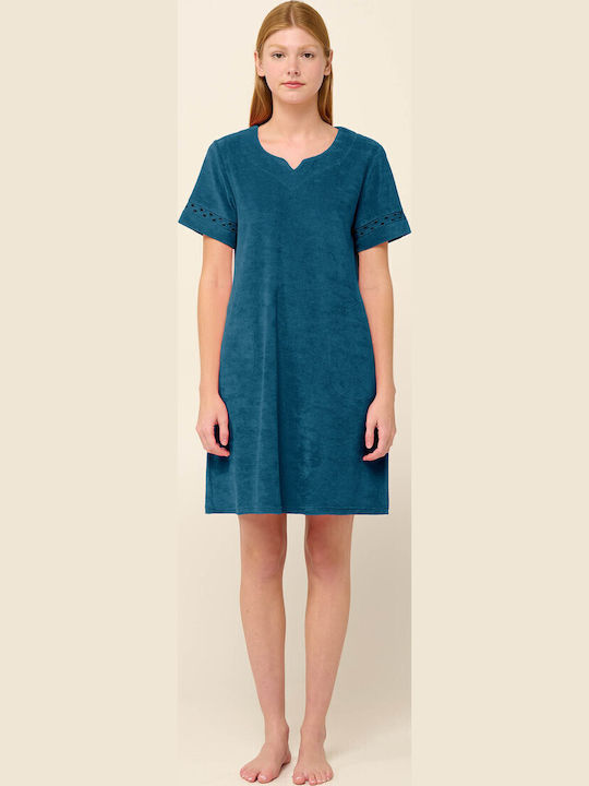 Women's Solid Terry Beach Dress with Pockets Vamp 80% Cotton 20% Polyester 22586 Fragola