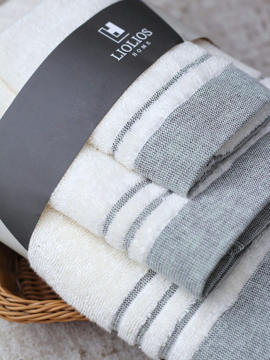Liolios Home Bath Towel Set 3pcs Kitkat Grey Weight 500gr/m²