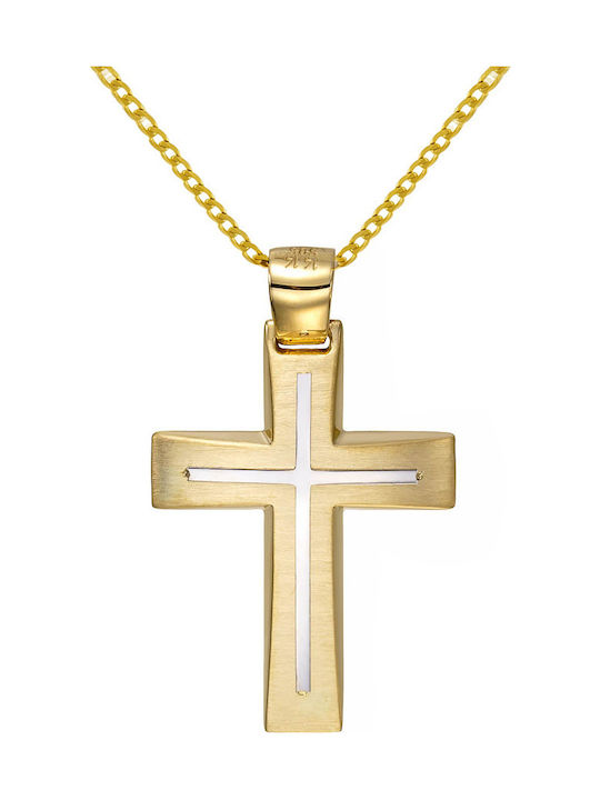 Papoulidis Jewellery Men's Gold Cross 14K Double Sided with the Crucified